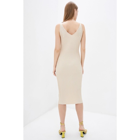 DASTI Nude Long Sleeve Bodycon Dress for Women - Knit Vestidos De Moda Long - Picture 2 of 6